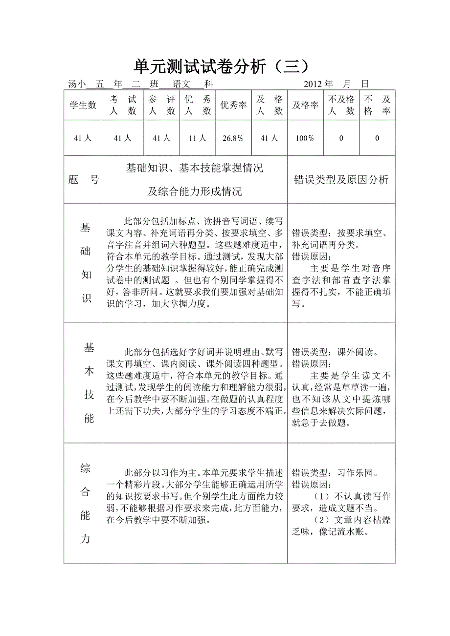 语文单元测试试卷分析.doc_第3页