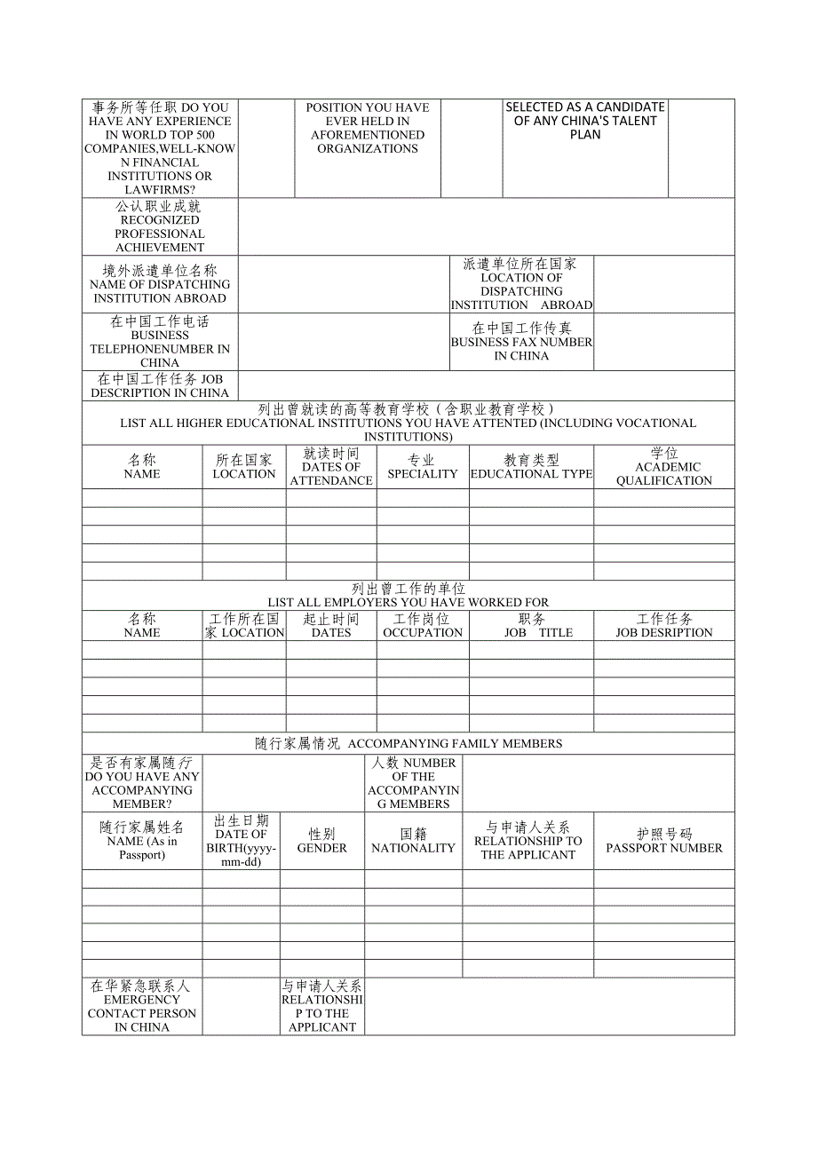 外国人来华工作许可申请表.doc_第2页