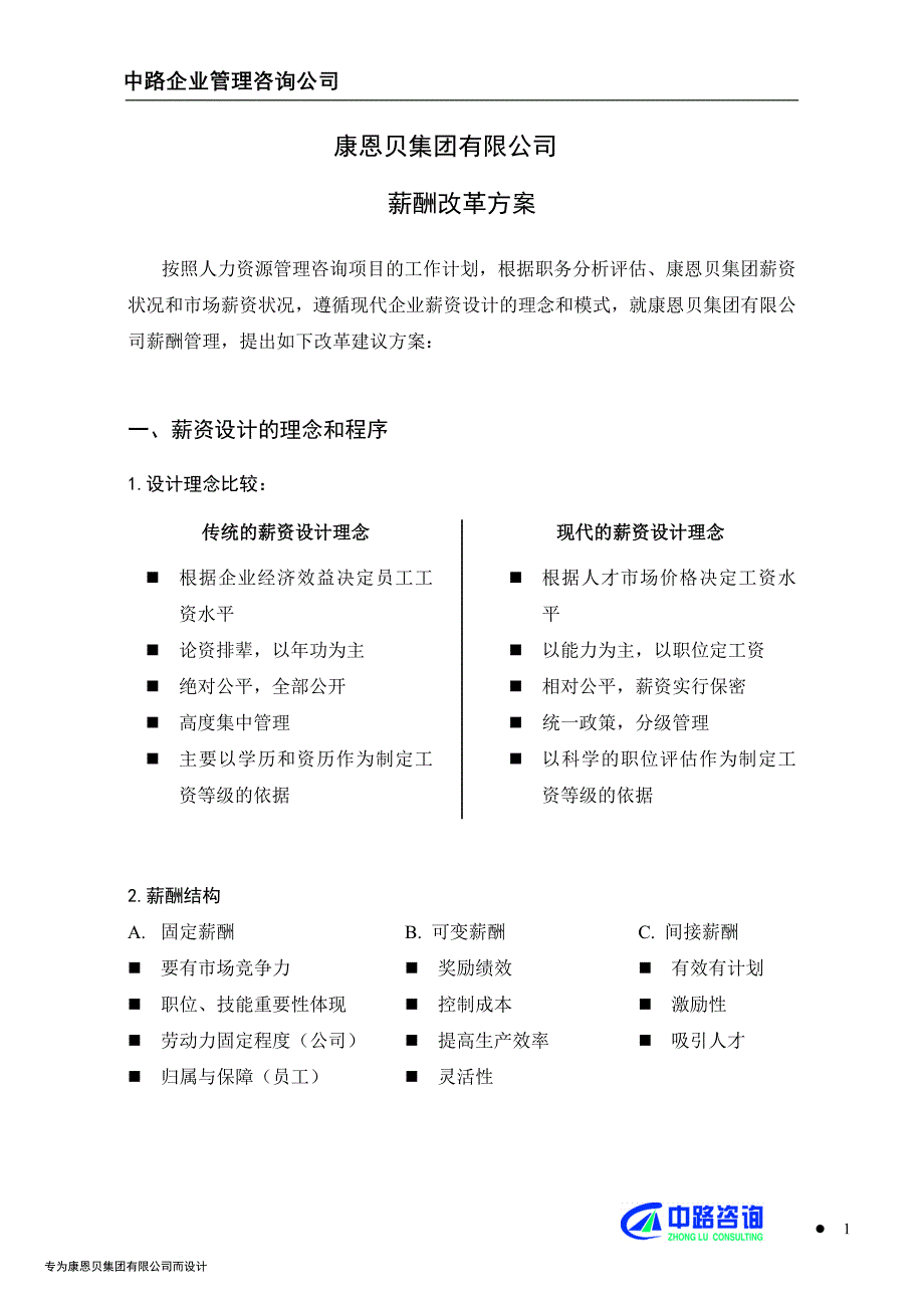 集团薪酬改革方案_第1页