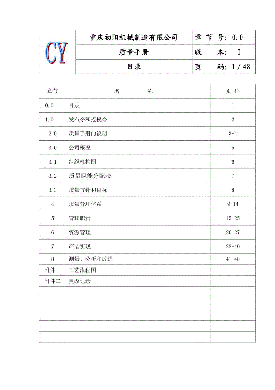 初阳机械公司质量手册_第2页