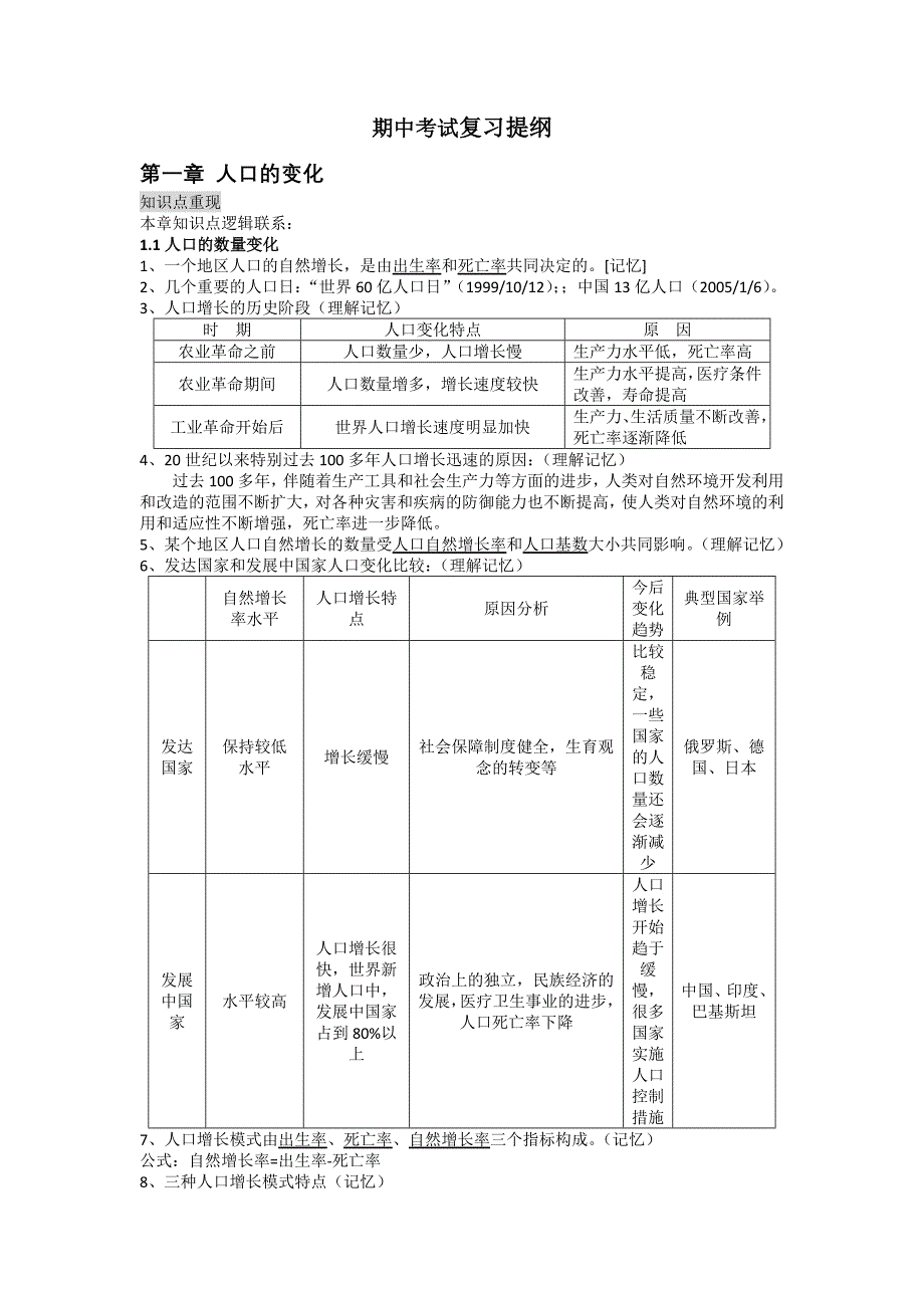 高一地理必修2期中考试复习提纲_第1页