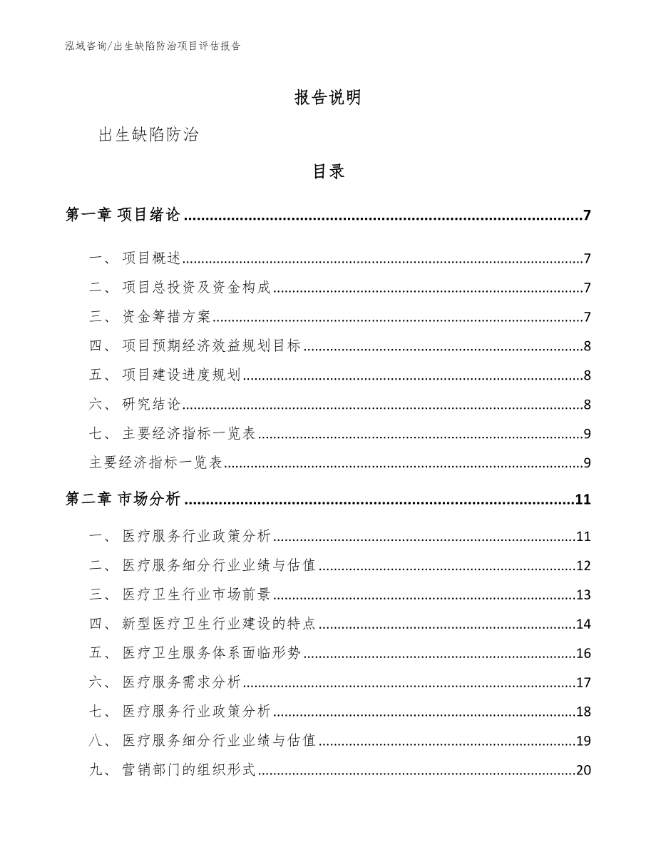 出生缺陷防治项目评估报告【参考模板】_第2页