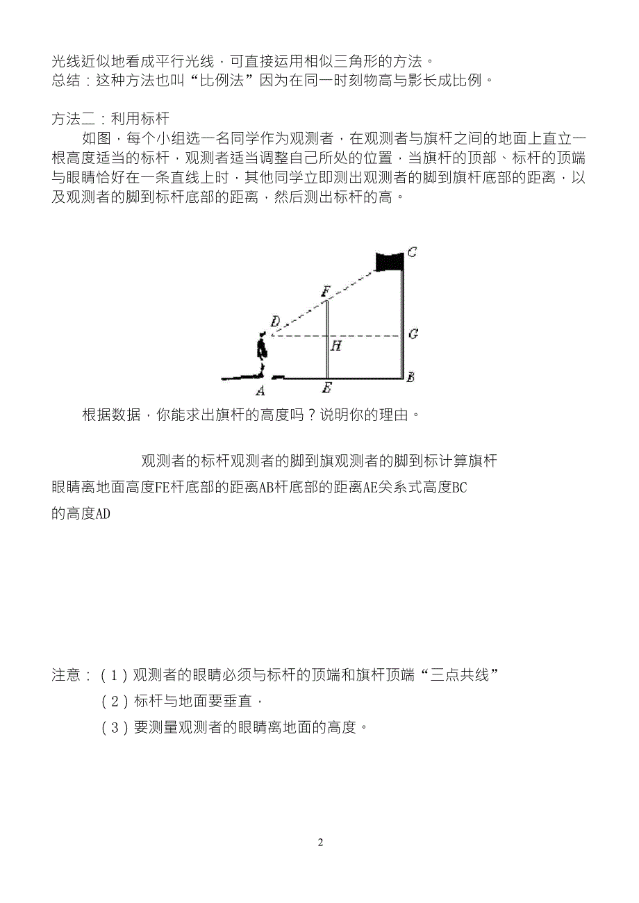 测量旗杆的高度实验报告_第2页