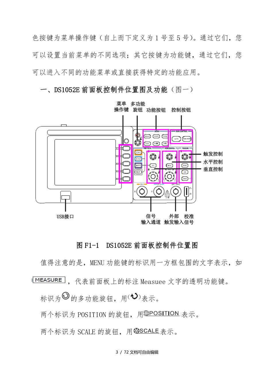 DS1052E型数字示波器使用说明书_第3页