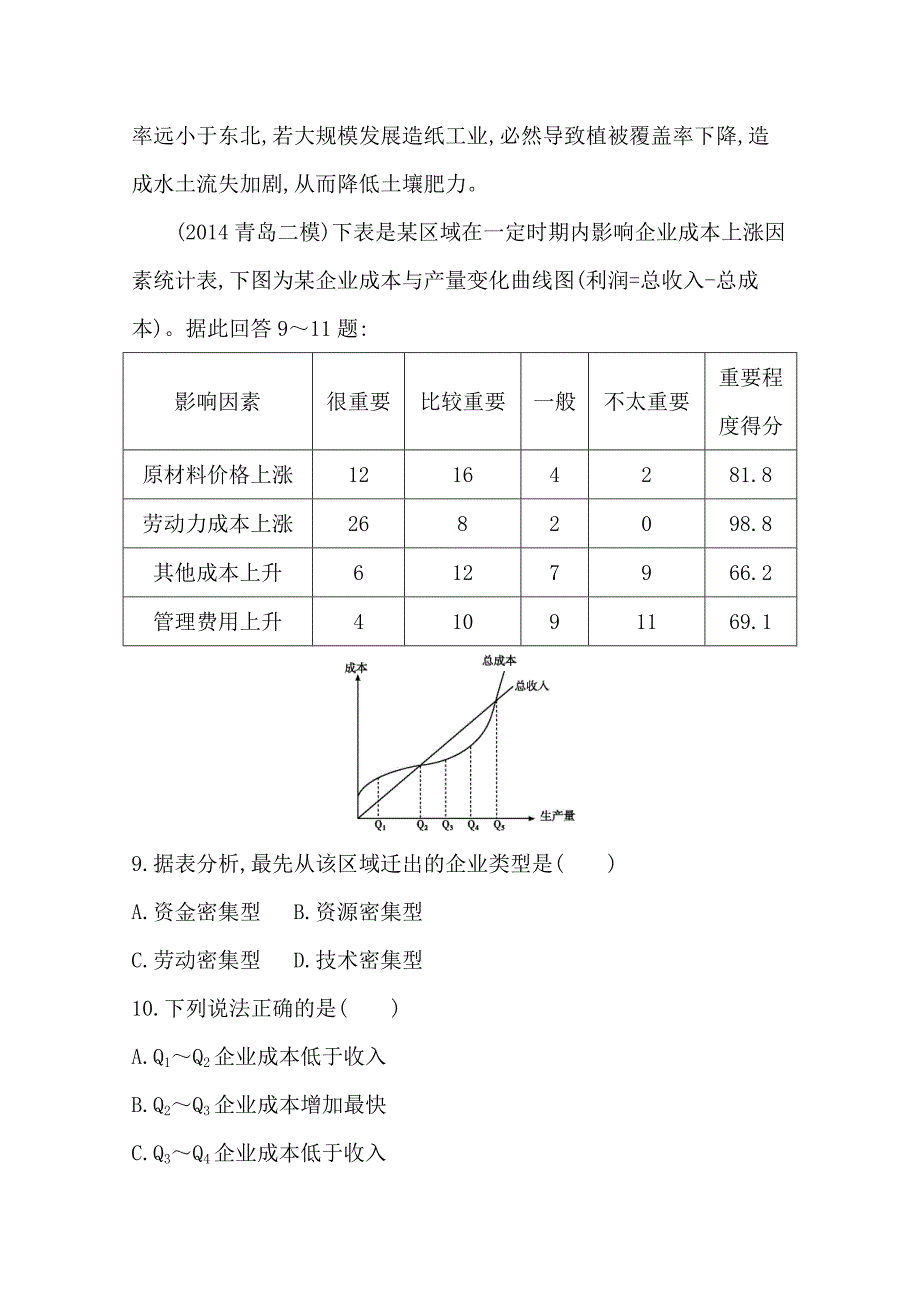 【精品】【导与练】高三地理二轮复习综合演练基本规律与原理 人文地理 专题四 工业_第5页