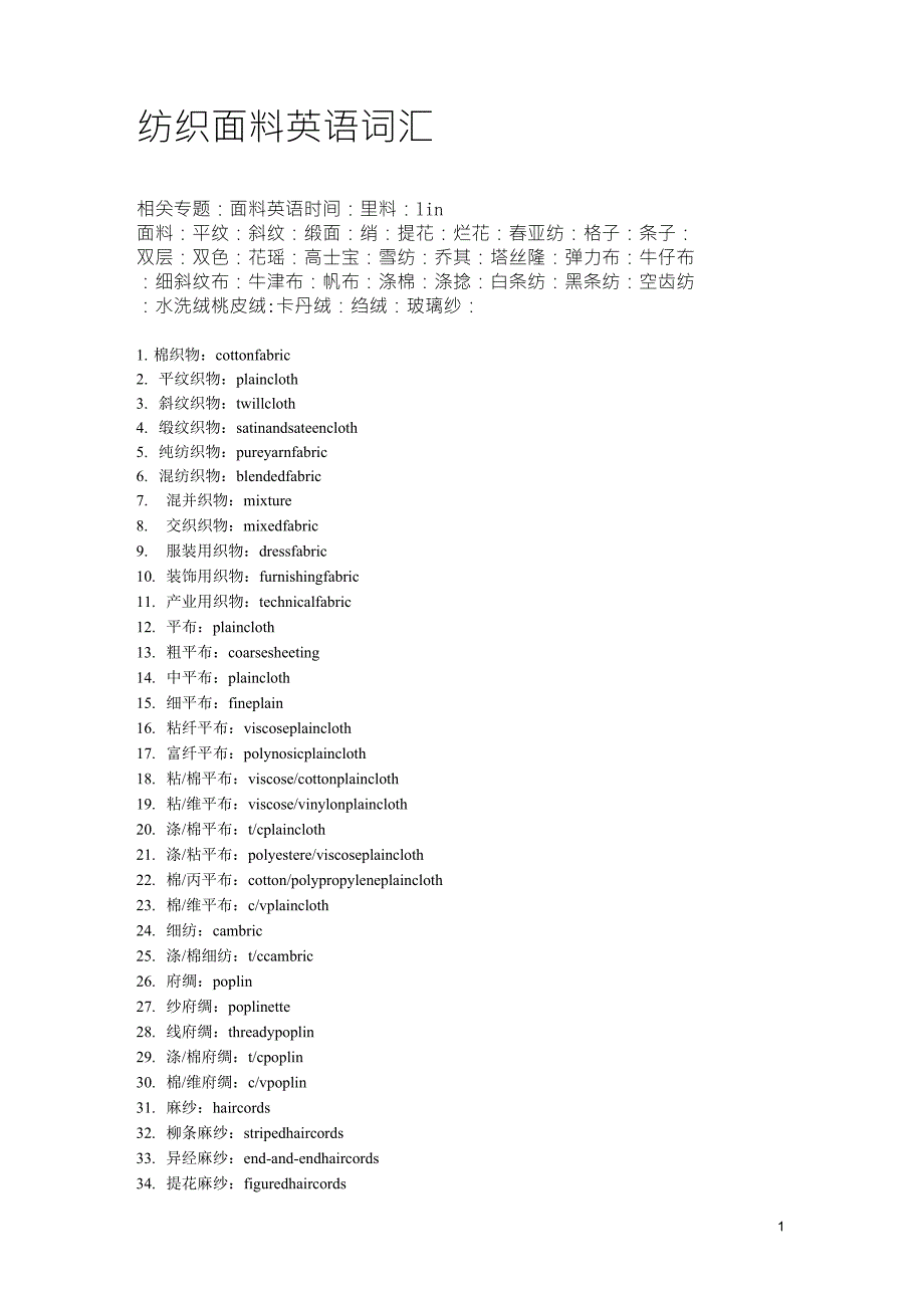 纺织面料英语入门_第1页