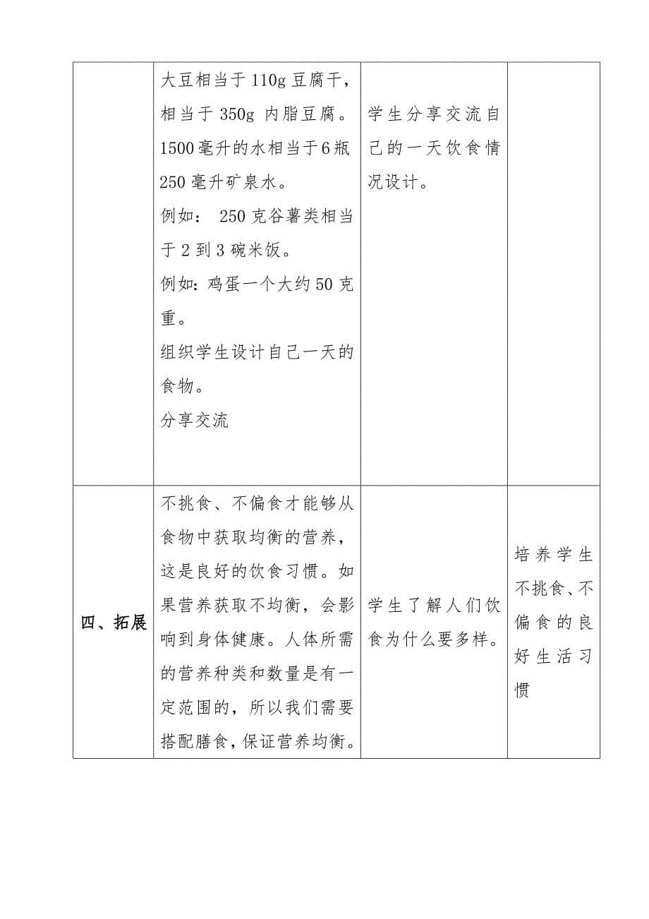 2020年秋新教科版小学科学四年级上册 6 营养要均衡教案_第5页