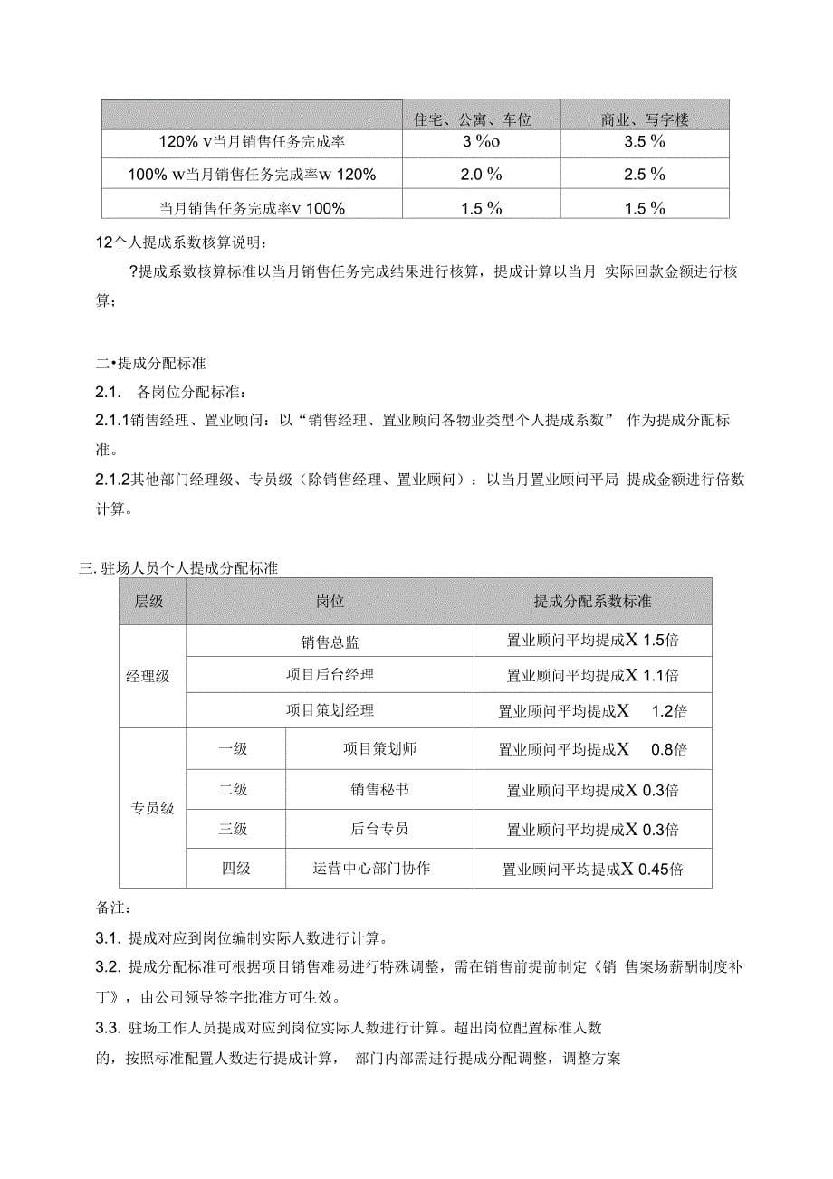 完整版)房地产销售提成制度_第5页