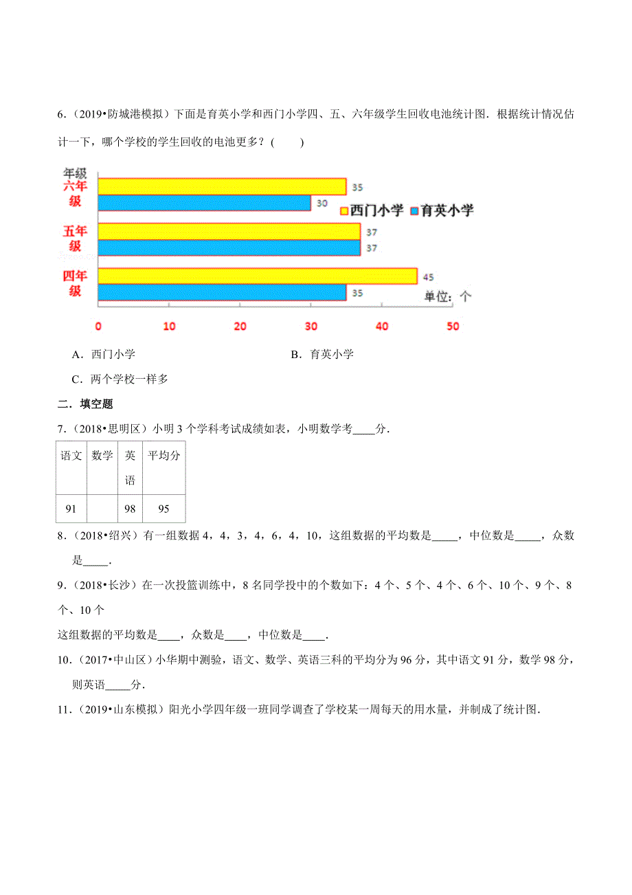 【精品】（基础版）专题13《统计知识》—2020年通用版小升初数学精选题集—高效题型一遍过（原卷版）.doc_第2页