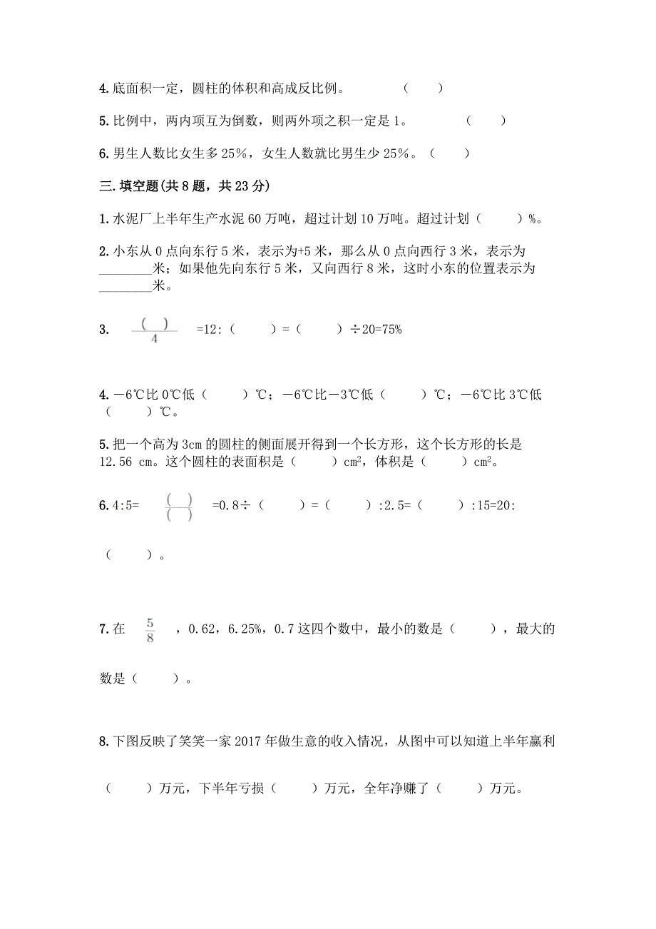 人教版六年级下册数学《期末测试卷》完美版.docx_第2页