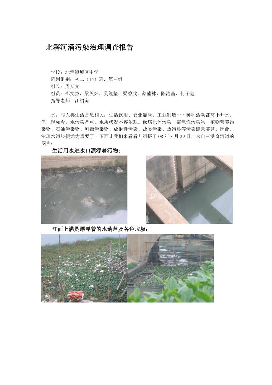 北滘河涌污染治理调查报告_第1页