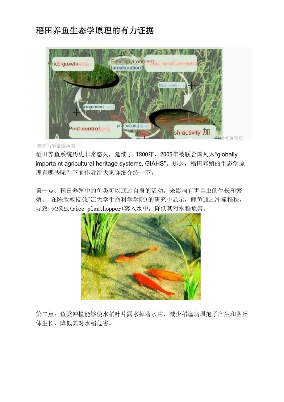 稻田养鱼生态学原理的有力证据_第1页