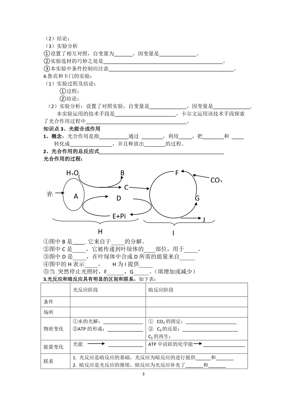 一轮复习光合作用学案_第3页