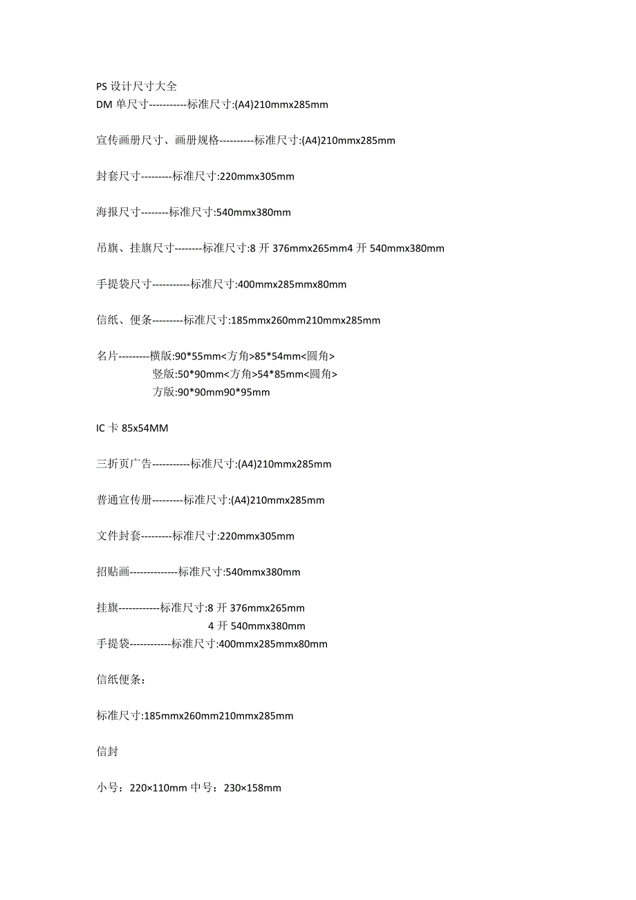 PS设计必须知道的尺寸_第1页