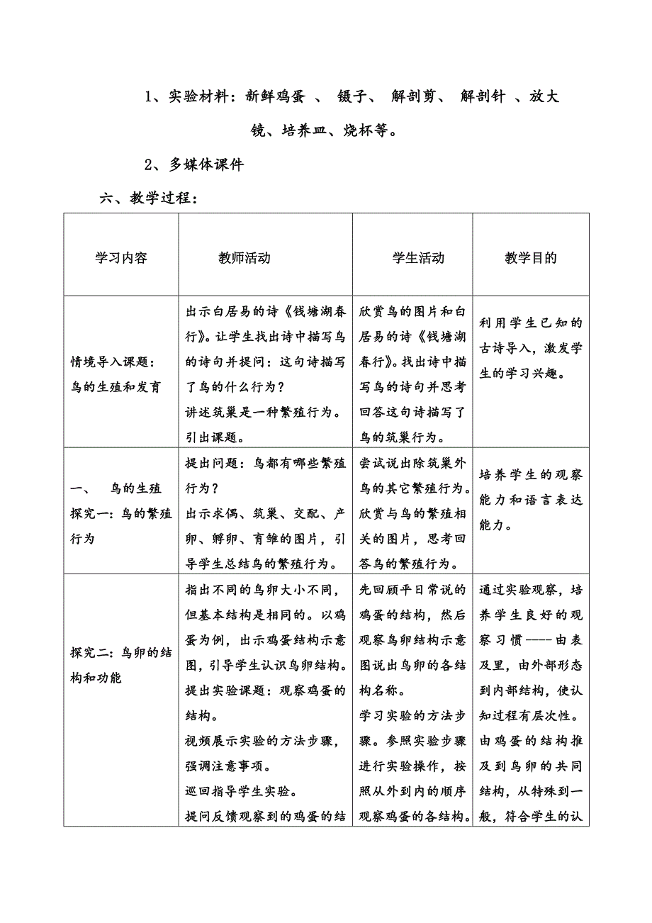 鸟的生殖和发育教案孙芳.doc_第2页