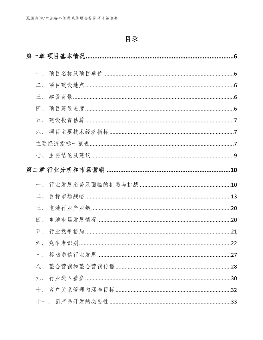 电池安全管理系统服务投资项目策划书_模板范本_第2页