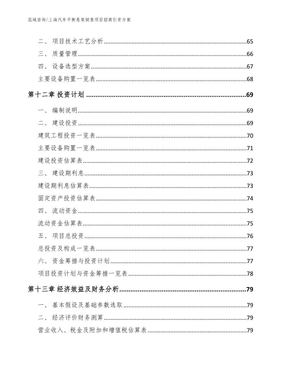 上海汽车平衡悬架销售项目招商引资方案【范文】_第5页