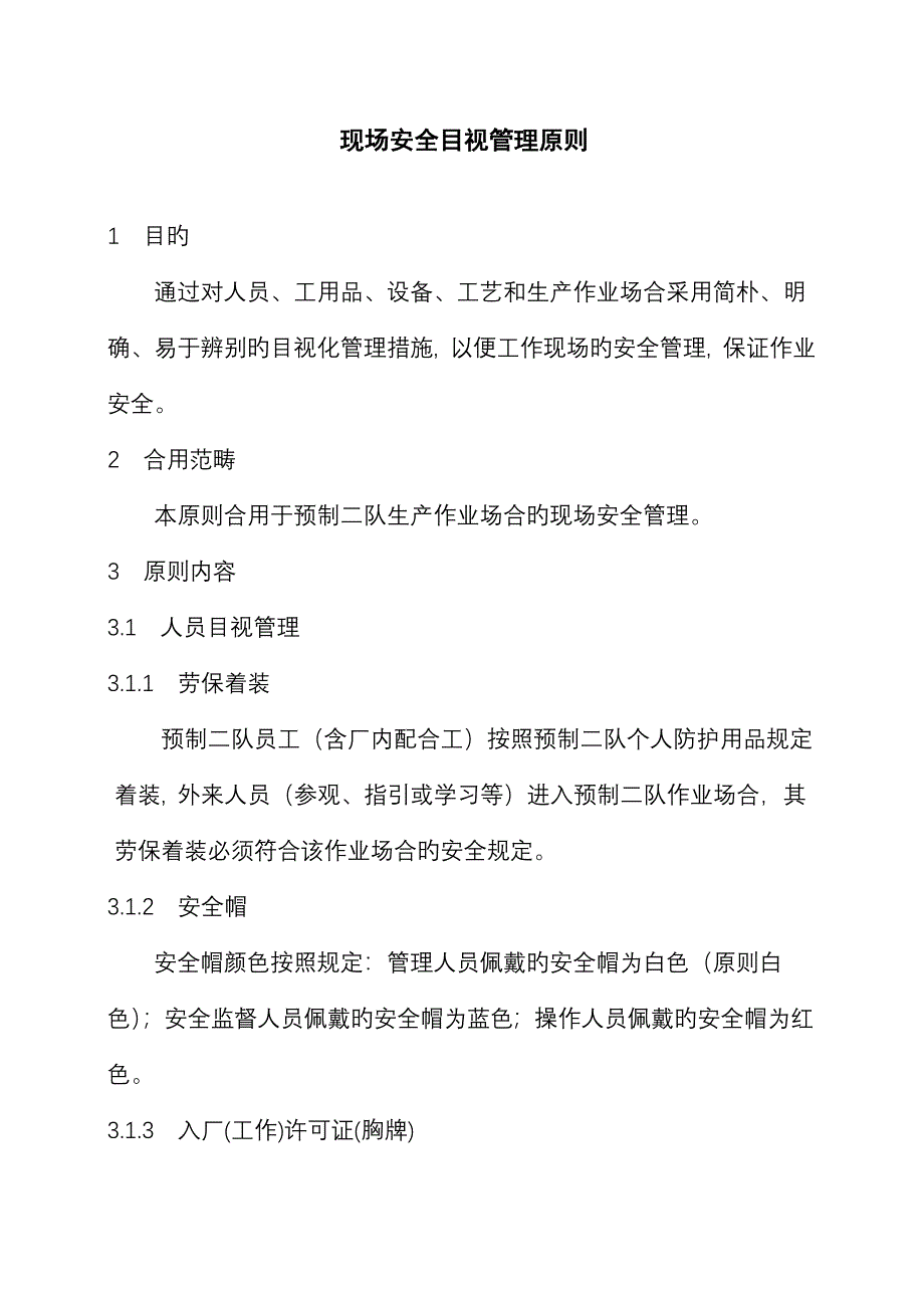 现场安全目视管理重点标准_第1页