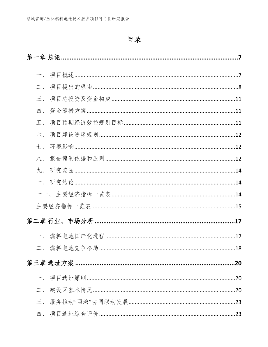 玉林燃料电池技术服务项目可行性研究报告【模板范文】_第1页