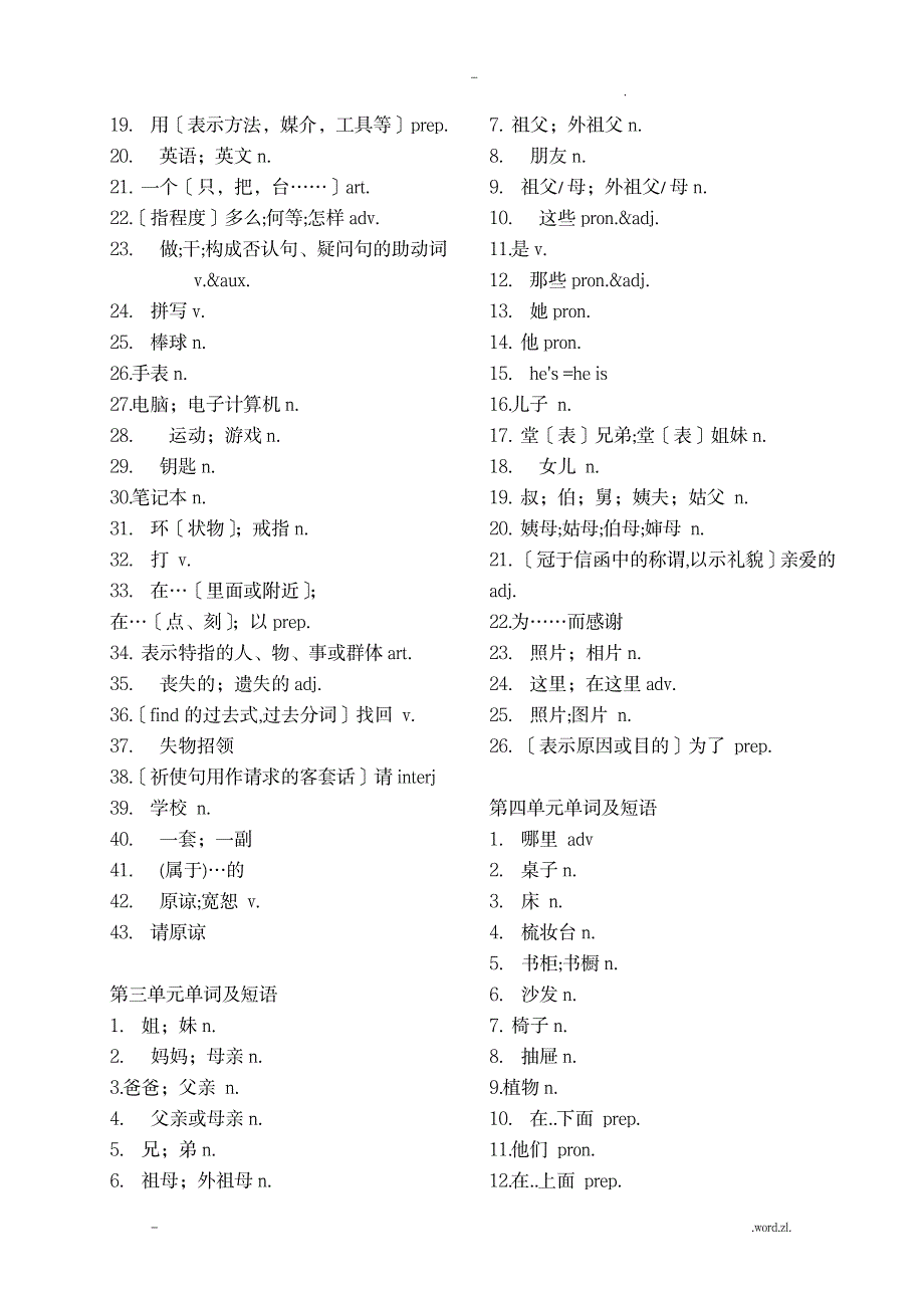 七年级上册英语单词表人教版(汉语)1_小学教育-小学考试_第2页