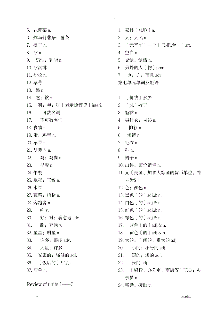 七年级上册英语单词表人教版(汉语)1_小学教育-小学考试_第4页