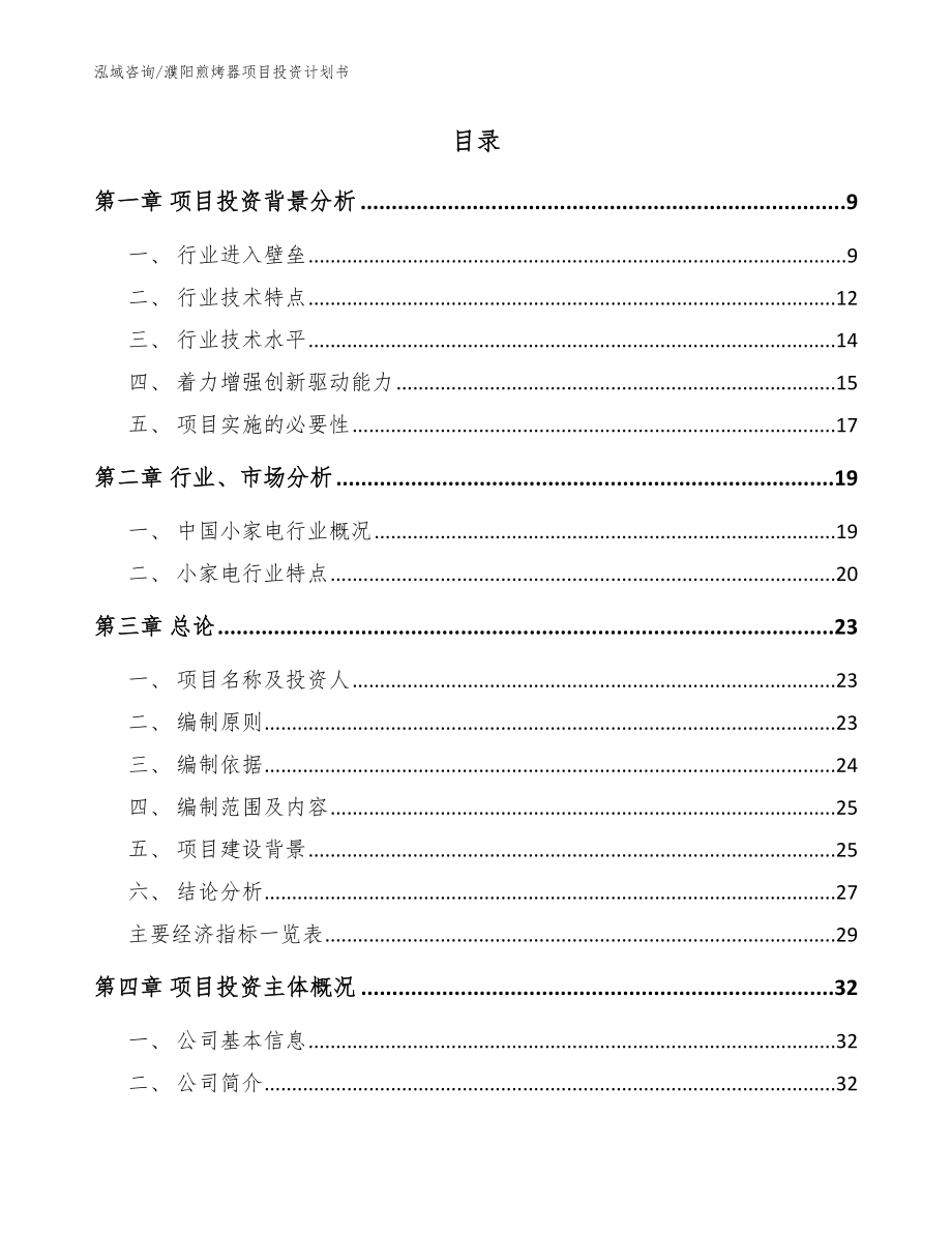 濮阳煎烤器项目投资计划书（模板参考）_第2页