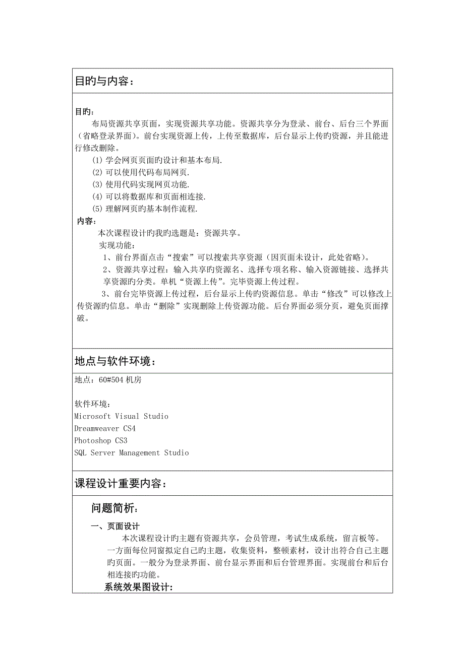 网站资源共享优质课程设计基础报告_第2页