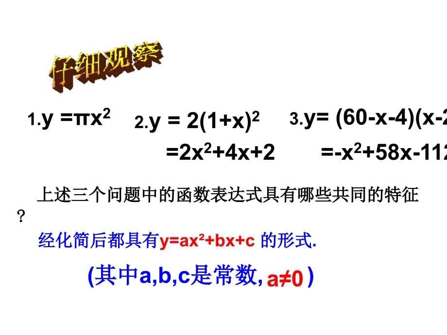 浙教版九年级上册1.1.二次函数ppt课件_第5页