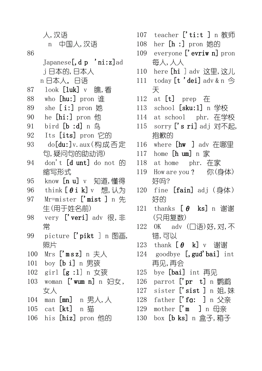 初中英语词汇表(全册,含音标)_第3页