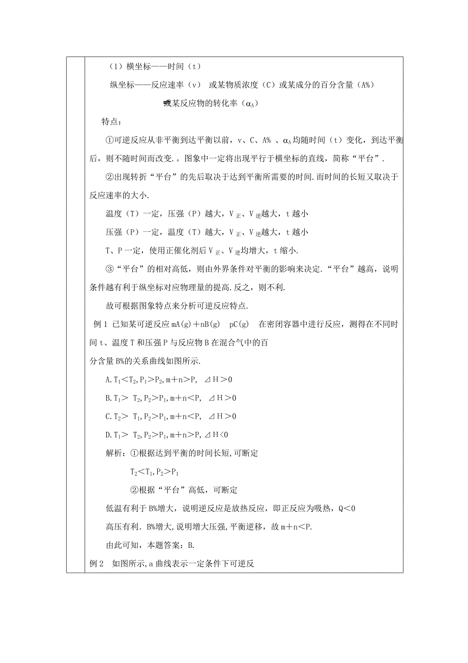 【最新版】高中化学苏教版选修四教案：2.3化学平衡的移动第1课时化学平衡图像问题_第3页