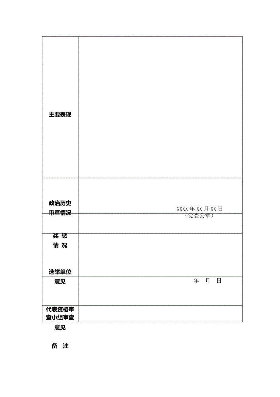 党员代表大会代表登记表(模板)_第3页