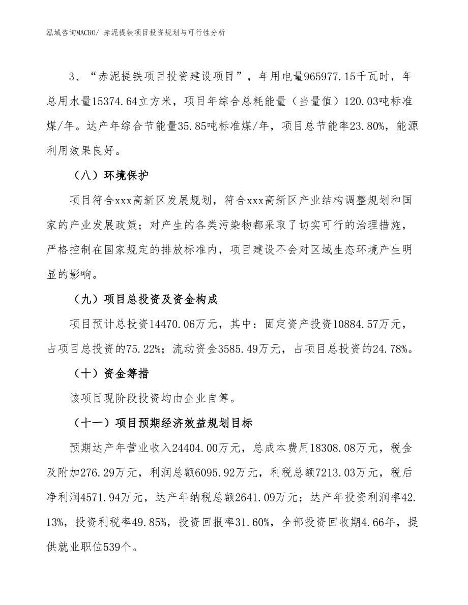 赤泥提铁项目投资规划与可行性分析_第5页