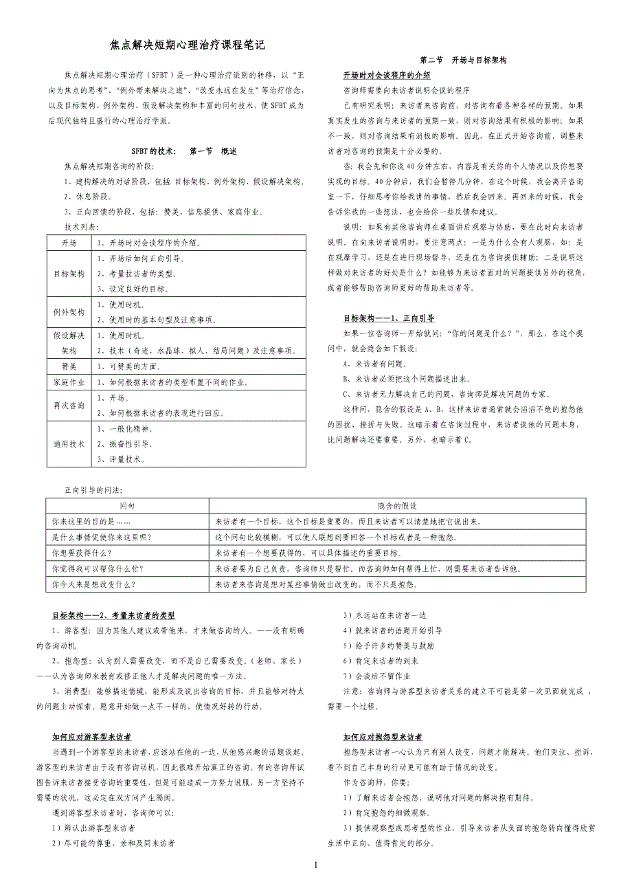 焦点解决短期心理治疗课程笔记(全).doc_第1页