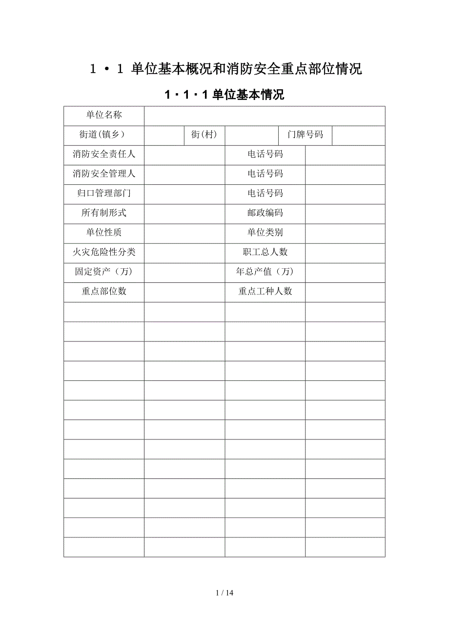 单位基本概况和消防安全重点部位情况_第1页