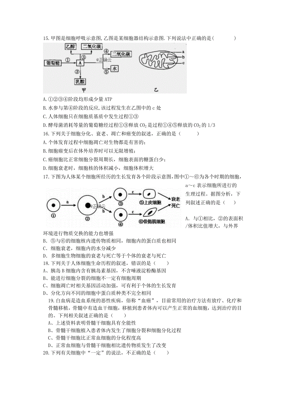 宁夏银川市宁夏大学附中2019-2020学年高二生物上学期期末考试试题无答案_第3页