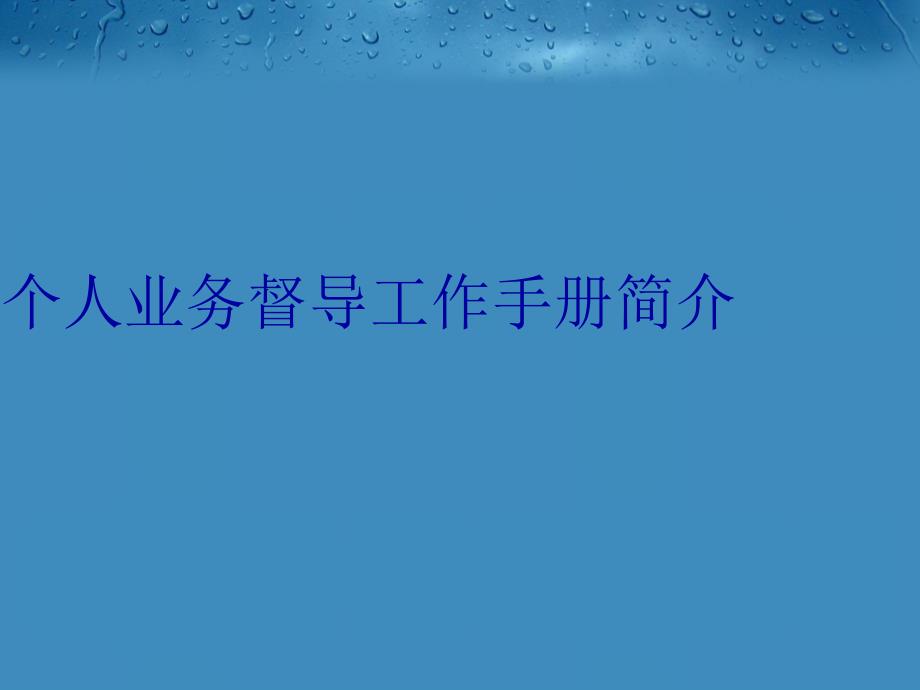 个人业务督导工作手册简介复习进程_第1页