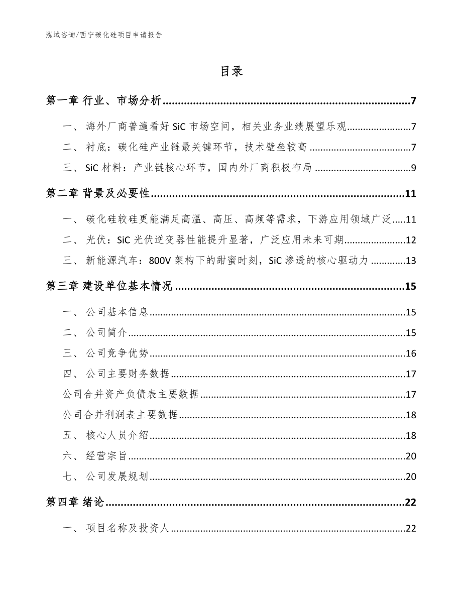 西宁碳化硅项目申请报告【范文模板】_第1页