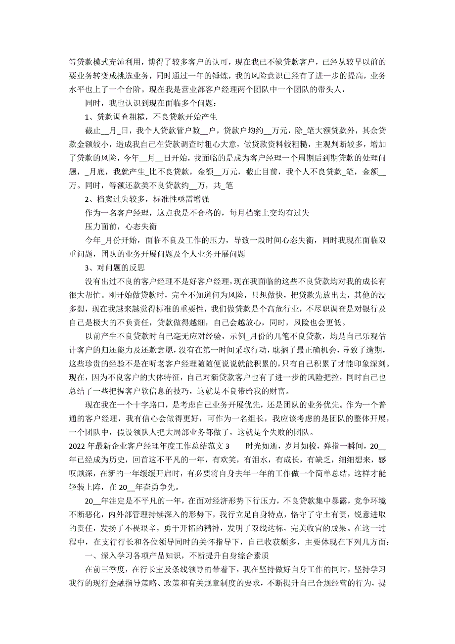 2022年最新企业客户经理年度工作总结范文3篇 小企业客户经理年度总结_第2页