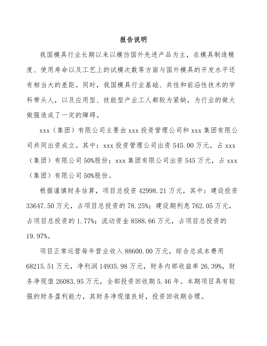 杭州关于成立注塑模具公司可行性研究报告_第2页