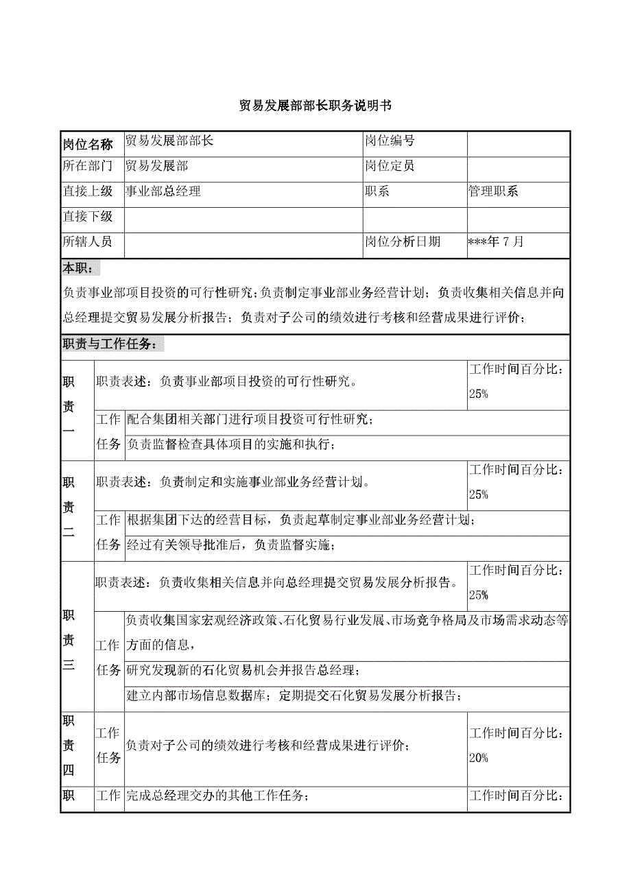 贸易发展部部长职务说明书_第1页