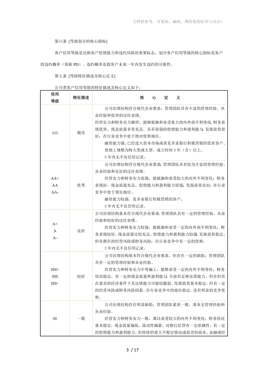 中国建设银行公司类客户信用评级办法_第3页