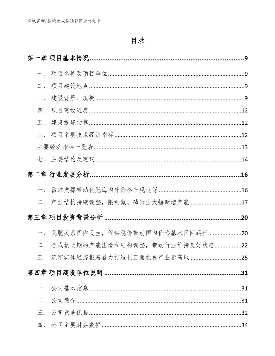 盐城合成氨项目商业计划书_第2页