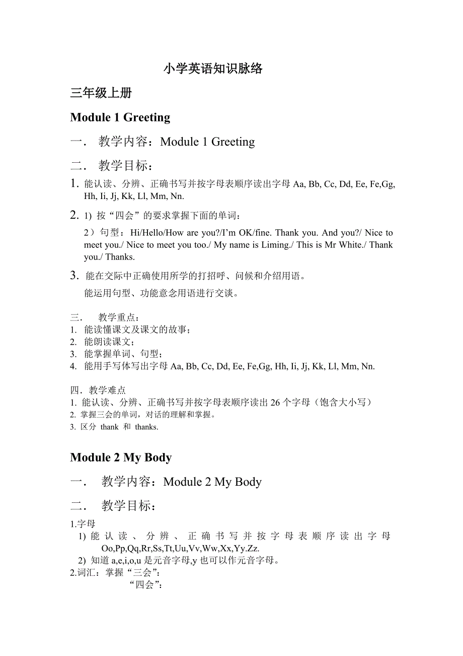小学英语知识脉络_第1页