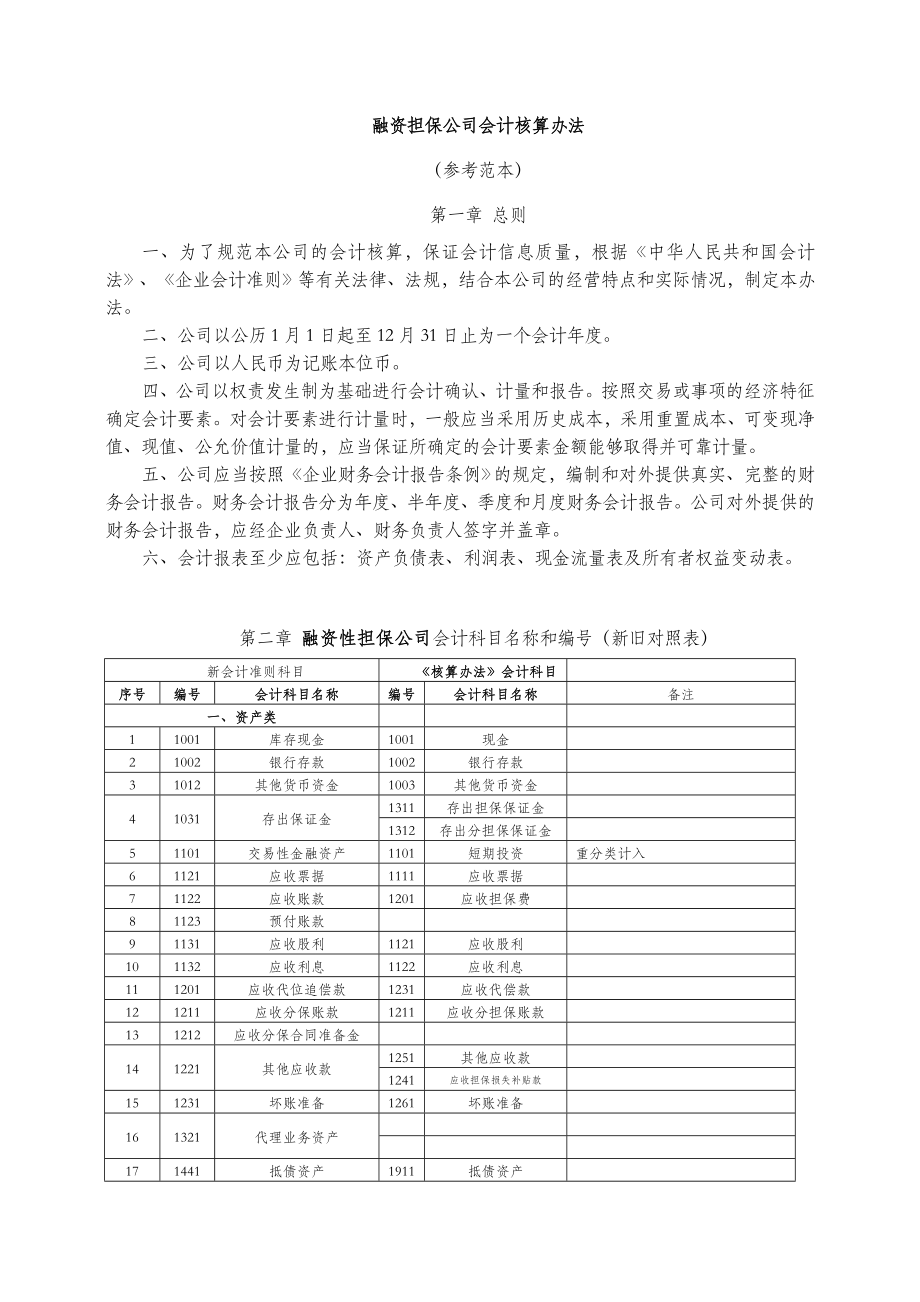 新准则融资担保公司会计核算办法_第1页