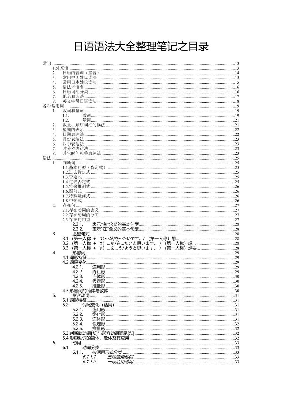 日语语法大全整理笔记_第1页