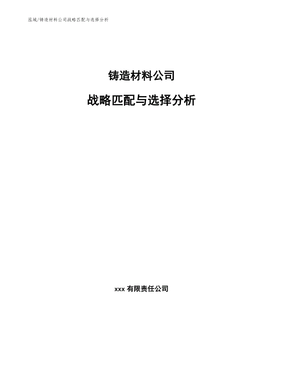 铸造材料公司战略匹配与选择分析（范文）_第1页