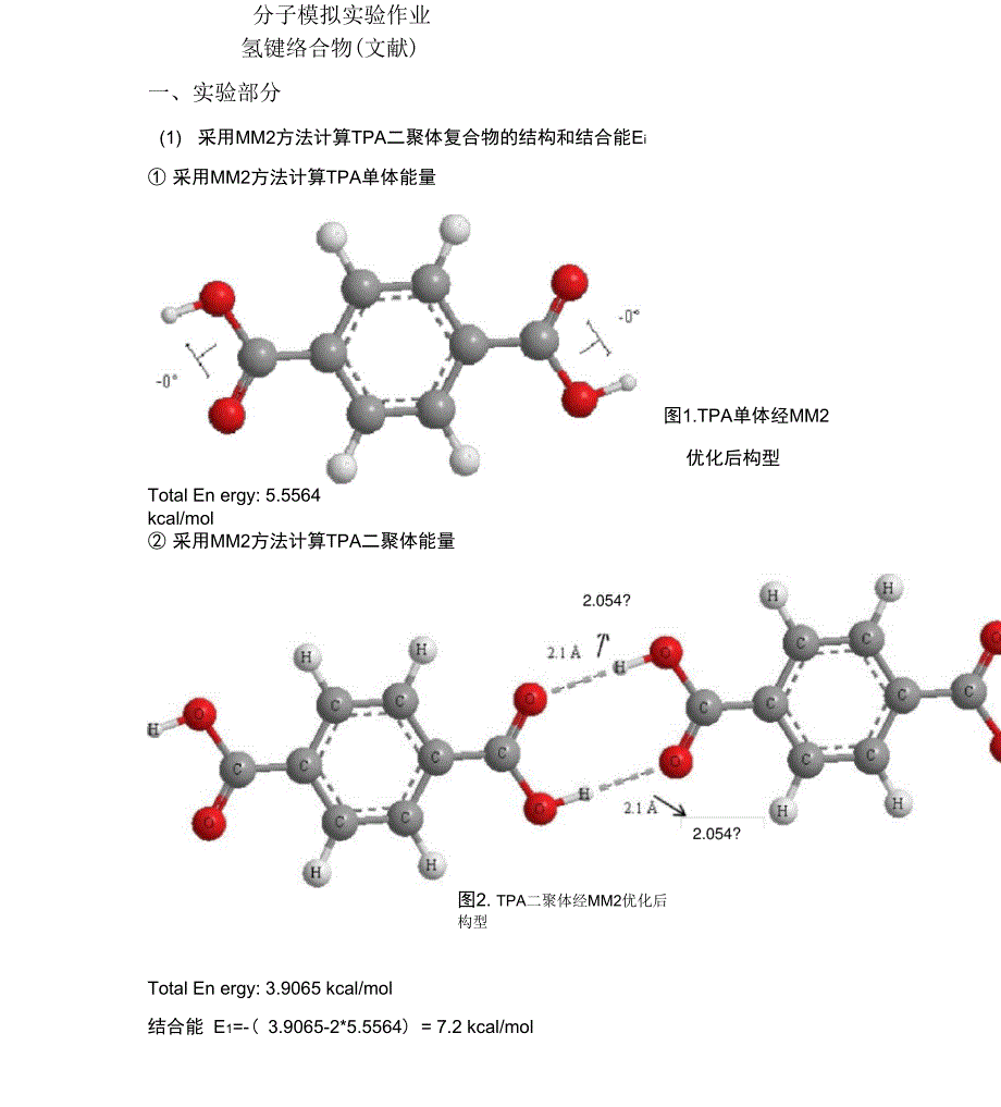 分子模拟实验实验报告氢键络合物_第1页