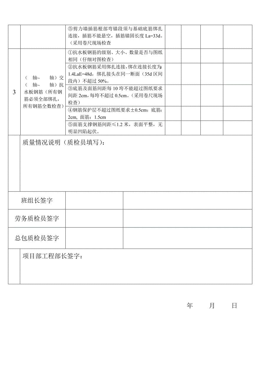 项目工程质量三检制度及检查表格_第4页