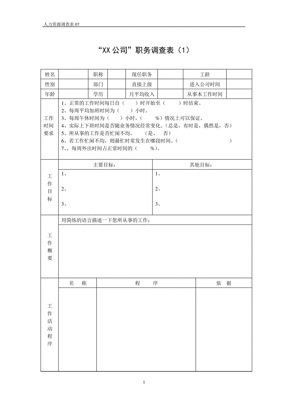 某管理咨询公司《职务调查表》401_第1页