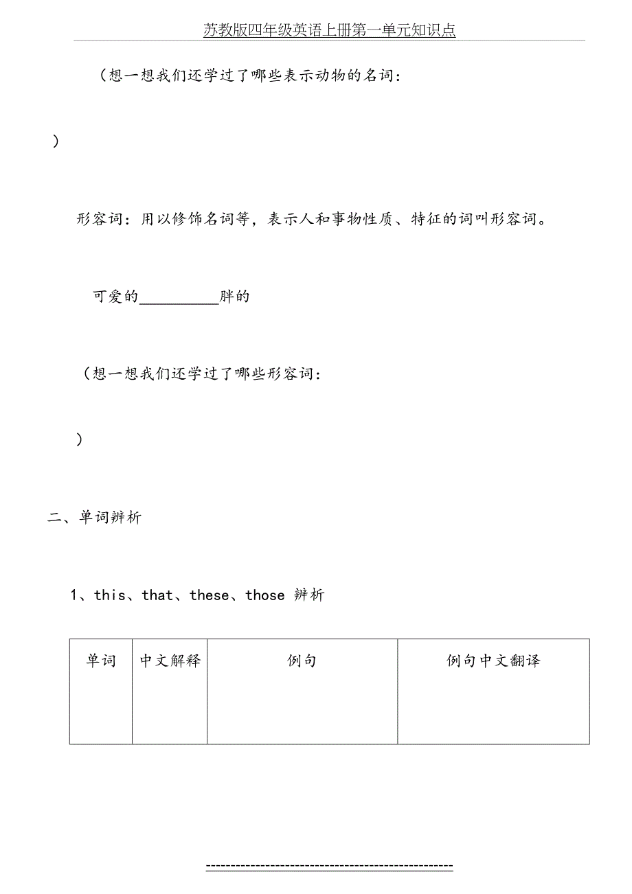 苏教版四年级英语上册第一单元知识点_第3页